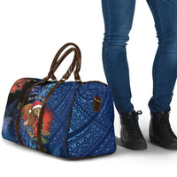 New Zealand Christmas Travel Bag Santa Kiwi Bird With Pohutukawa Flowers DT05 - Polynesian Pride