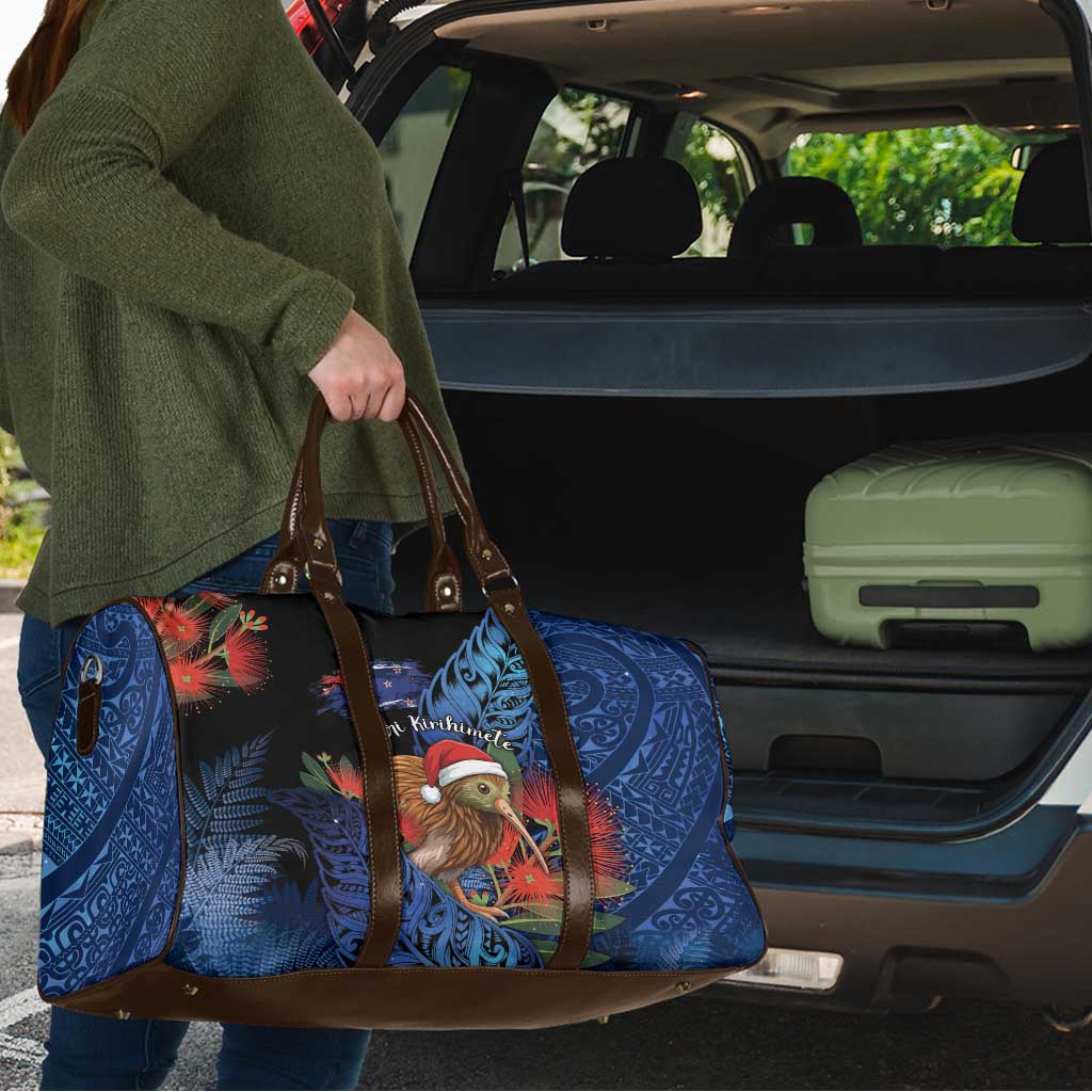New Zealand Christmas Travel Bag Santa Kiwi Bird With Pohutukawa Flowers DT05 - Polynesian Pride
