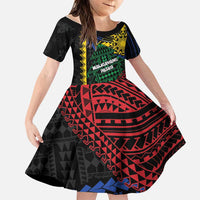 Personalised Philippines Christmas Family Matching Off The Shoulder Long Sleeve Dress and Hawaiian Shirt Xmas Tree Filipino Tribal Patterns DT05 Daughter's Dress Black - Polynesian Pride