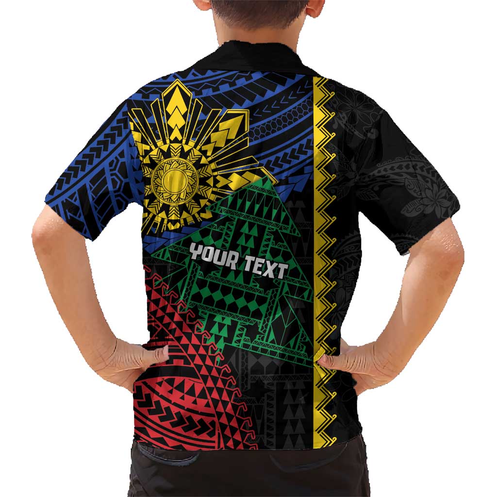 Personalised Philippines Christmas Family Matching Off Shoulder Short Dress and Hawaiian Shirt Xmas Tree Filipino Tribal Patterns DT05 - Polynesian Pride