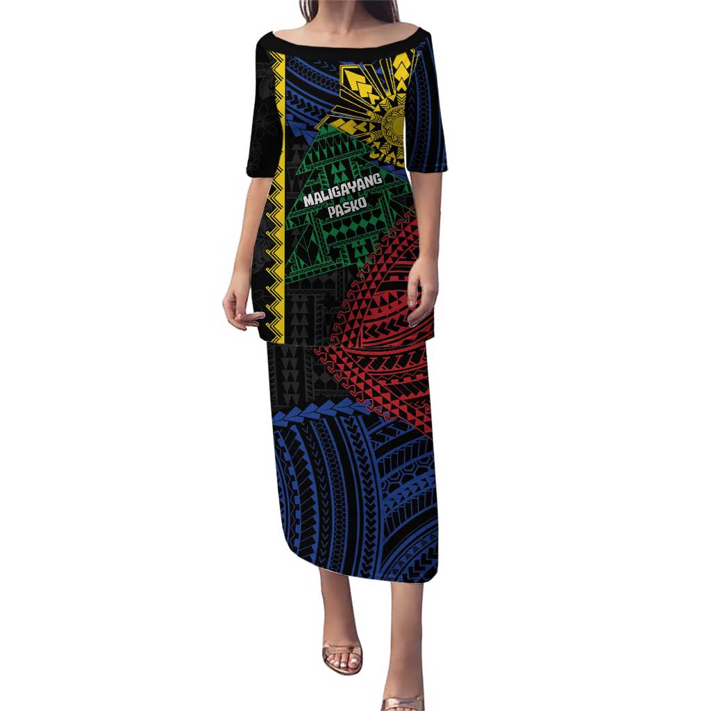 Personalised Philippines Christmas Family Matching Puletasi and Hawaiian Shirt Xmas Tree Filipino Tribal Patterns - Polynesian Pride