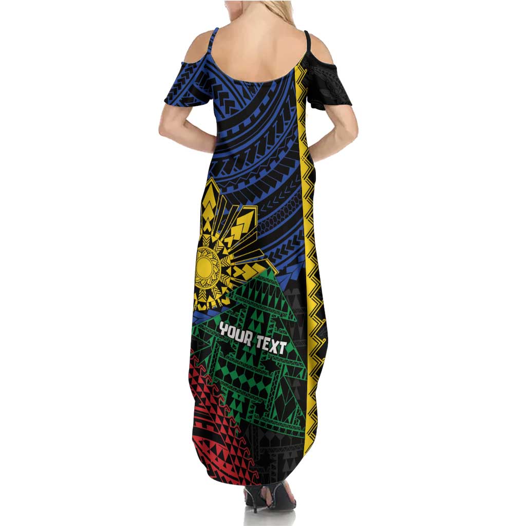 Personalised Philippines Christmas Family Matching Summer Maxi Dress and Hawaiian Shirt Xmas Tree Filipino Tribal Patterns - Polynesian Pride