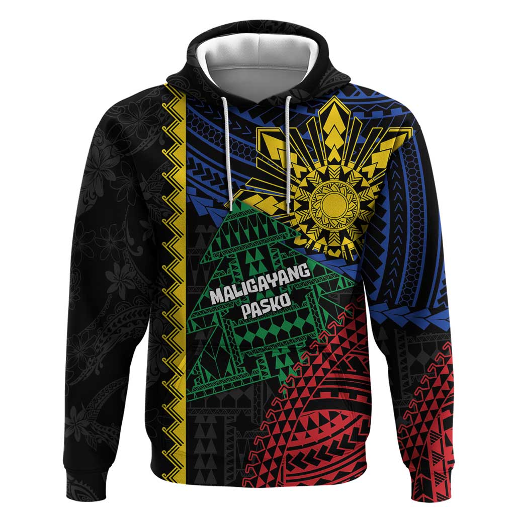 Personalised Philippines Christmas Hoodie Xmas Tree Filipino Tribal Patterns - Polynesian Pride