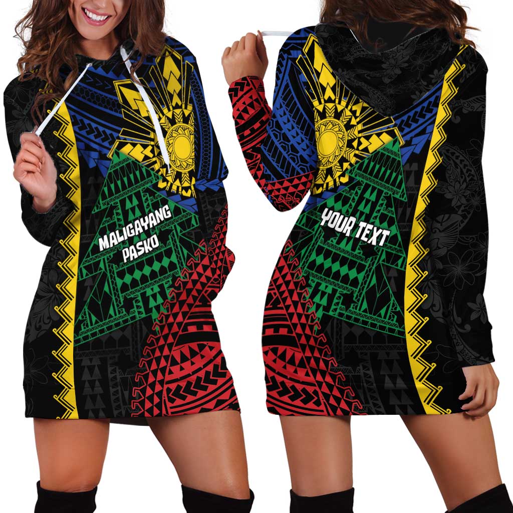 Personalised Philippines Christmas Hoodie Dress Xmas Tree Filipino Tribal Patterns DT05 - Polynesian Pride