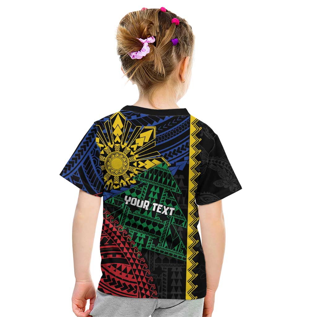 Personalised Philippines Christmas Kid T Shirt Xmas Tree Filipino Tribal Patterns - Polynesian Pride