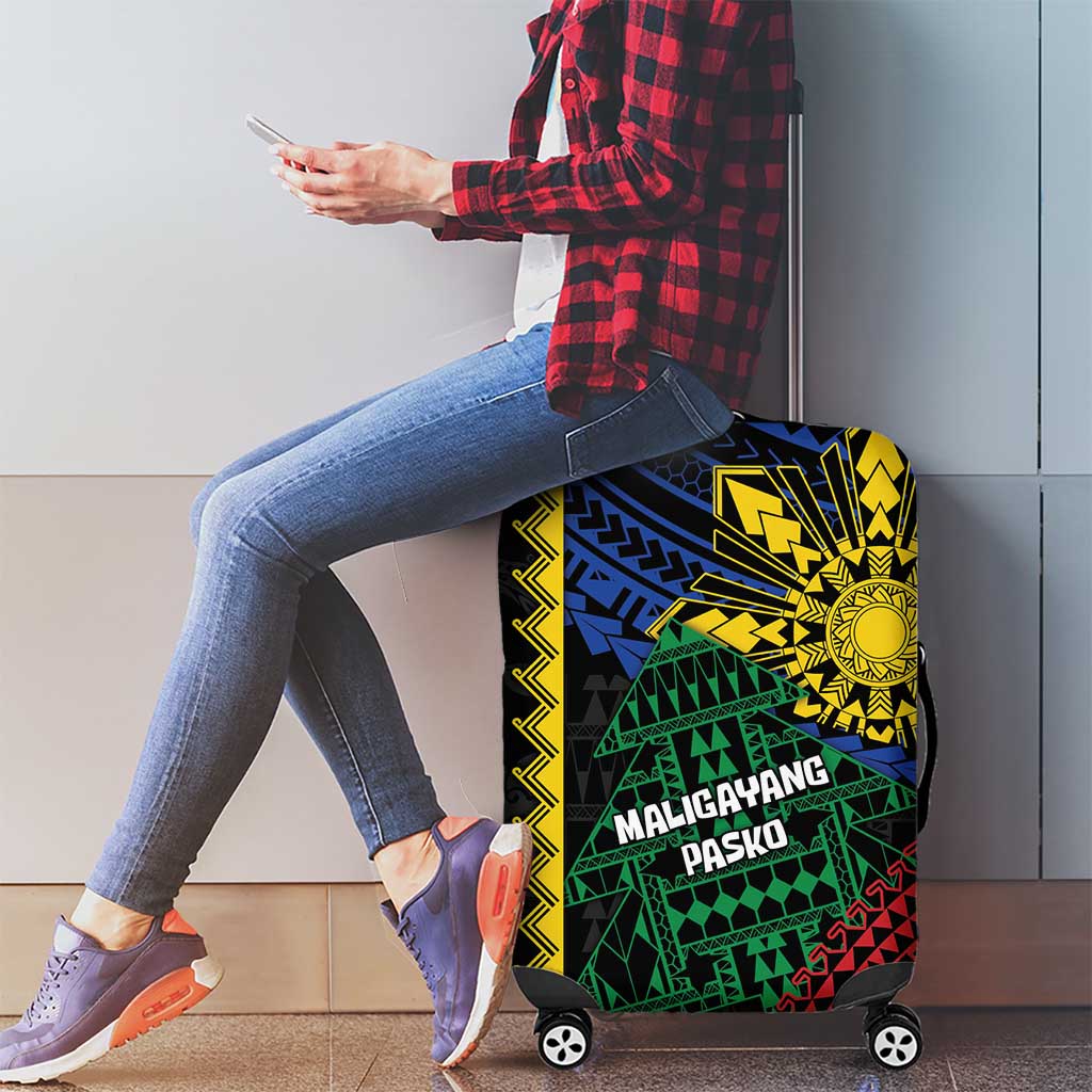 Philippines Christmas Luggage Cover Xmas Tree Filipino Tribal Patterns - Polynesian Pride