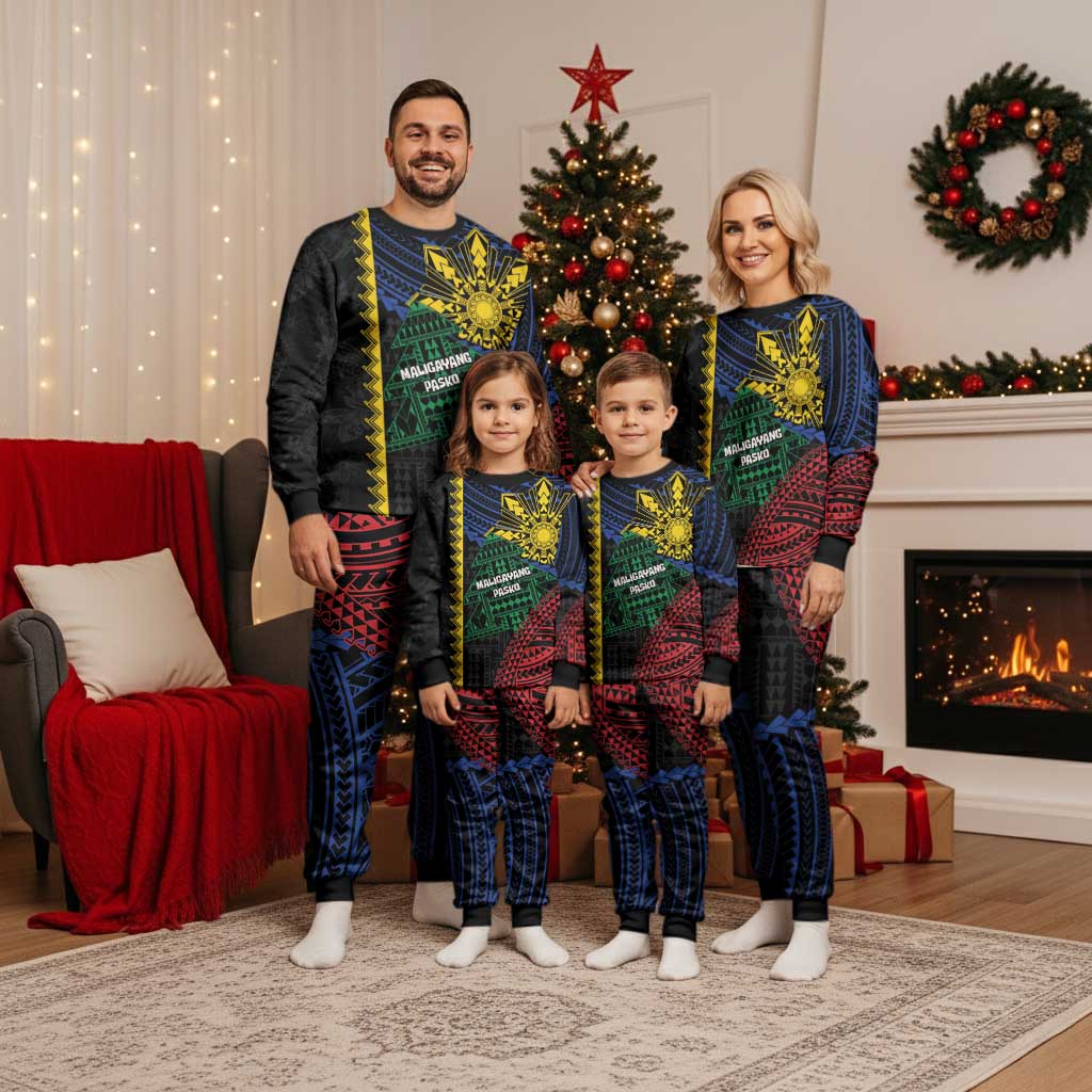 Personalised Philippines Christmas Pajama Set Xmas Tree Filipino Tribal Patterns - Polynesian Pride