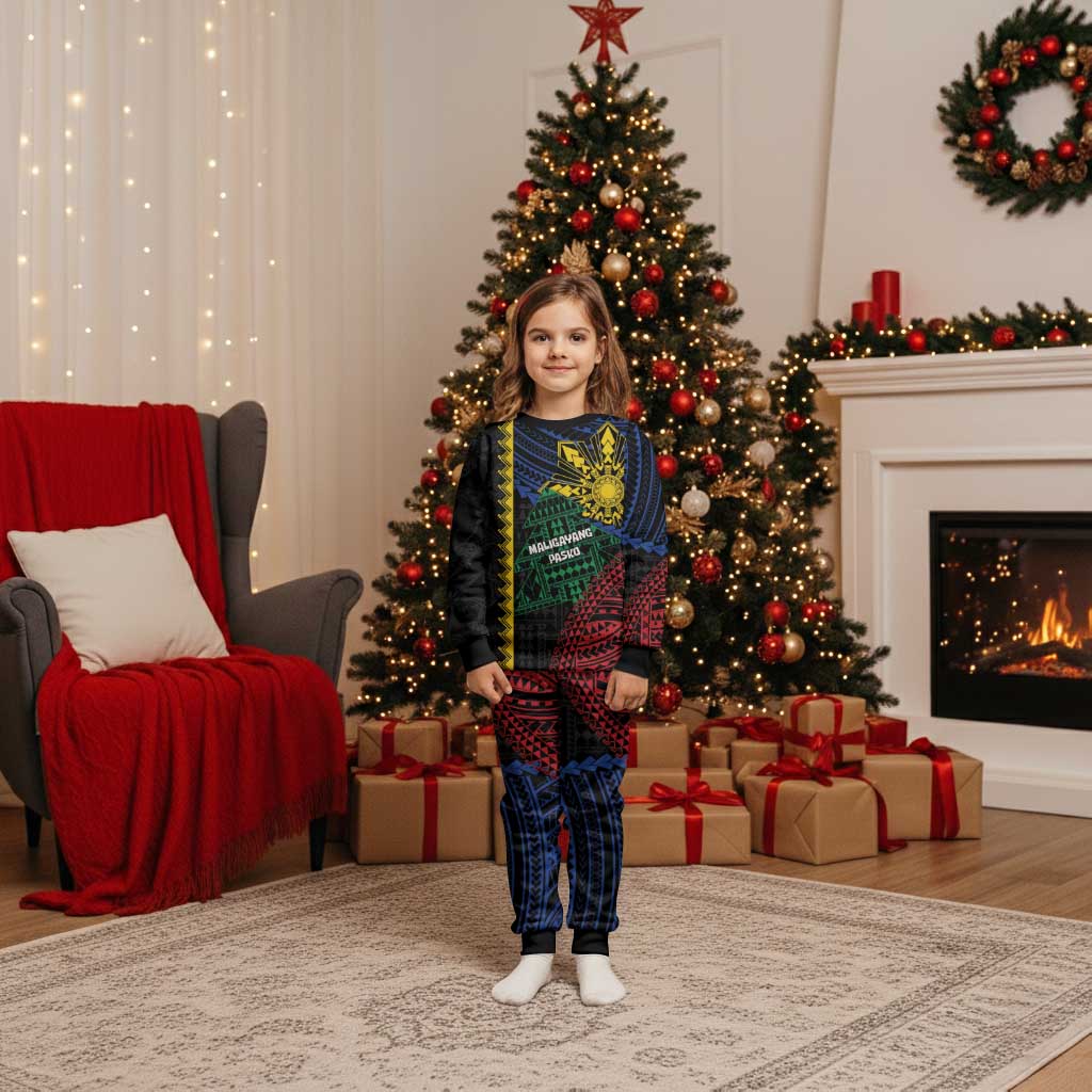 Personalised Philippines Christmas Pajama Set Xmas Tree Filipino Tribal Patterns - Polynesian Pride