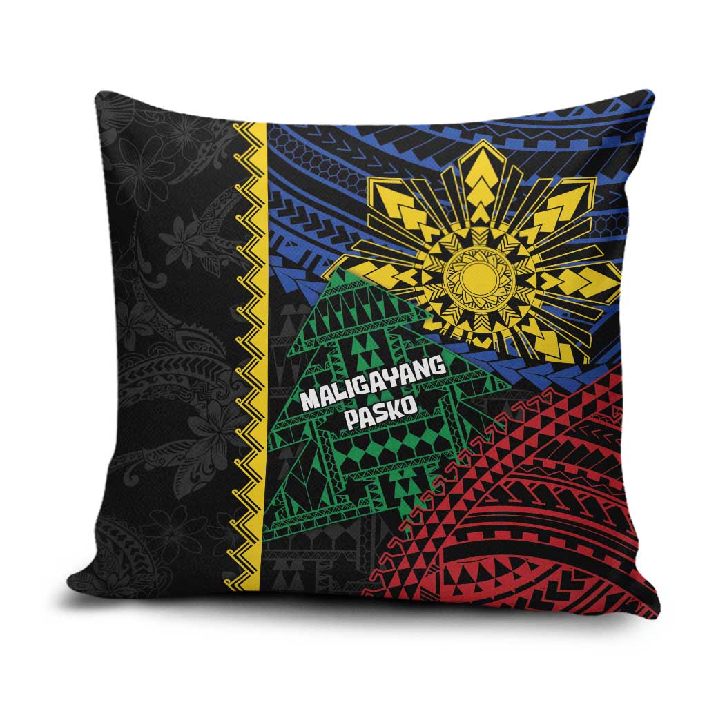 Philippines Christmas Pillow Cover Xmas Tree Filipino Tribal Patterns DT05 Black - Polynesian Pride