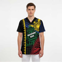 Personalised Philippines Christmas Scrub Top Xmas Tree Filipino Tribal Patterns - Polynesian Pride