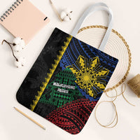 Philippines Christmas Tote Bag Xmas Tree Filipino Tribal Patterns DT05 White Strap One Size Black - Polynesian Pride