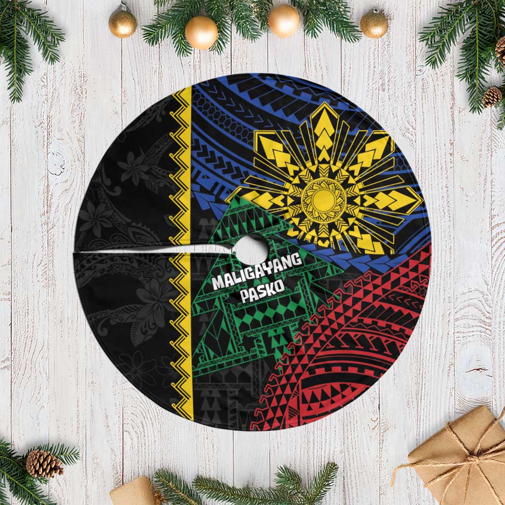 Philippines Christmas Tree Skirt Xmas Tree Filipino Tribal Patterns DT05 Casual Black - Polynesian Pride