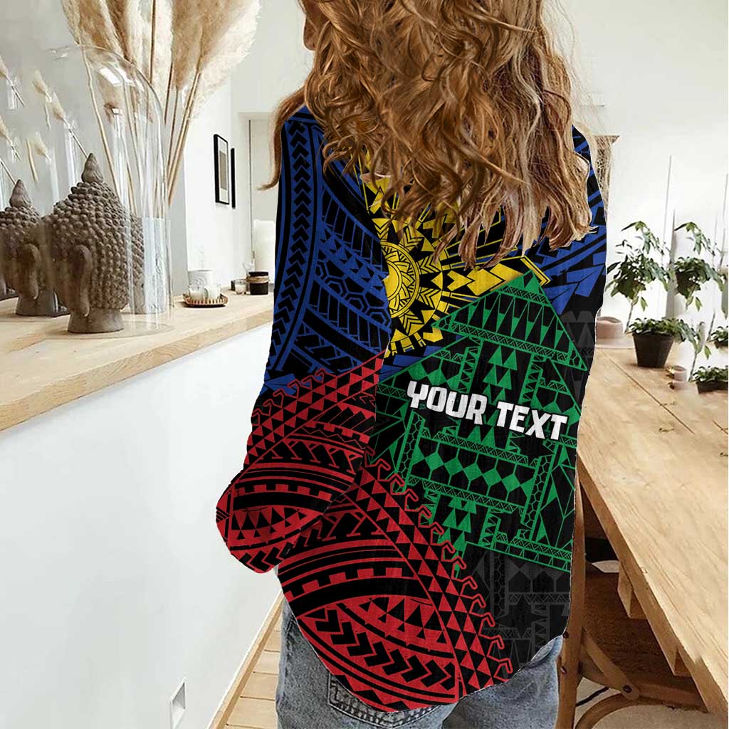 Personalised Philippines Christmas Women Casual Shirt Xmas Tree Filipino Tribal Patterns - Polynesian Pride