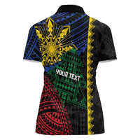 Personalised Philippines Christmas Women Polo Shirt Xmas Tree Filipino Tribal Patterns - Polynesian Pride