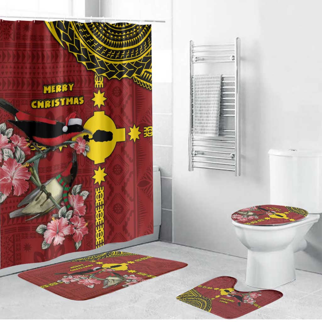 Rotuma Christmas Bathroom Set Rotuma Myzomela Birds With Hibiscus Flowers - Polynesian Pride