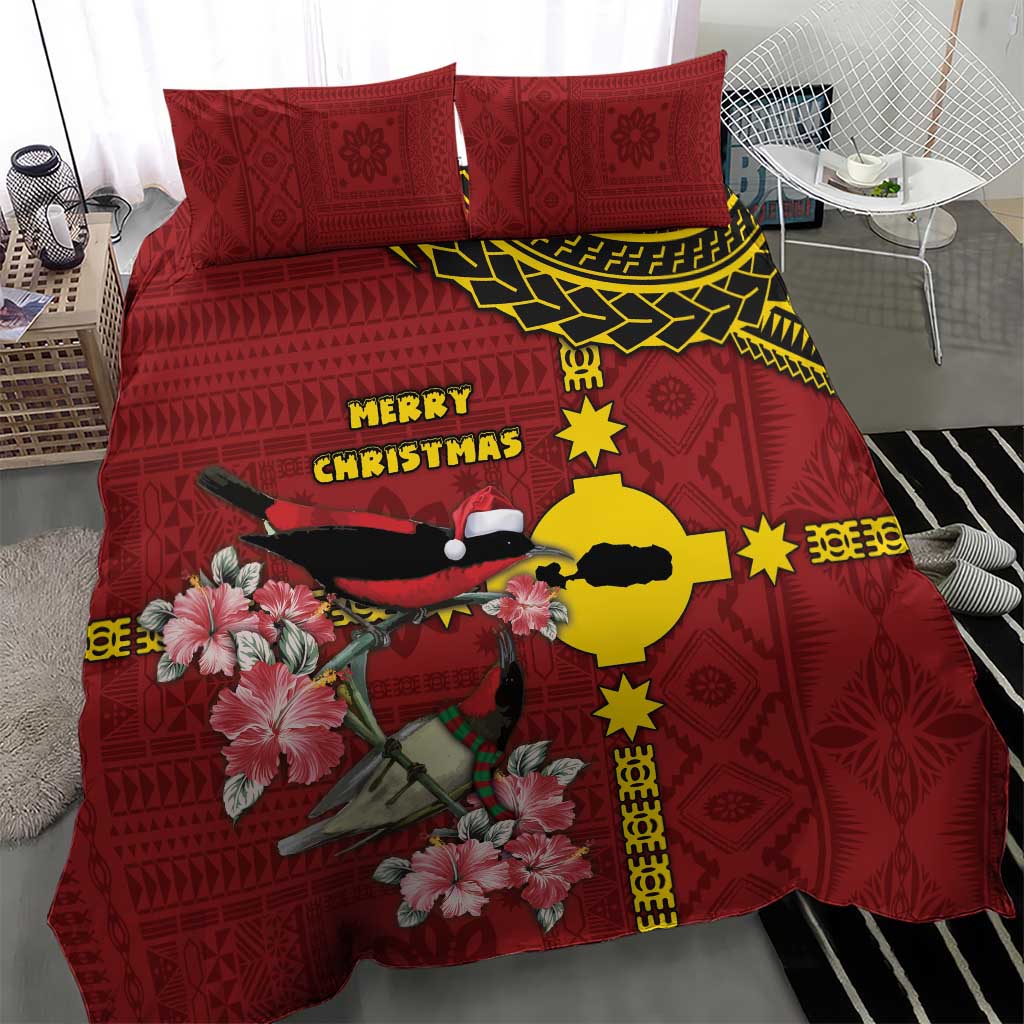 Rotuma Christmas Bedding Set Rotuma Myzomela Birds With Hibiscus Flowers DT05 - Polynesian Pride