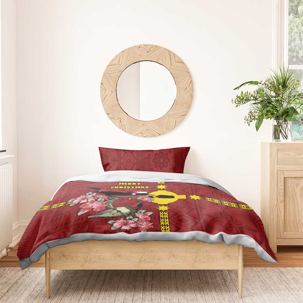 Rotuma Christmas Bedding Set Rotuma Myzomela Birds With Hibiscus Flowers DT05 - Polynesian Pride