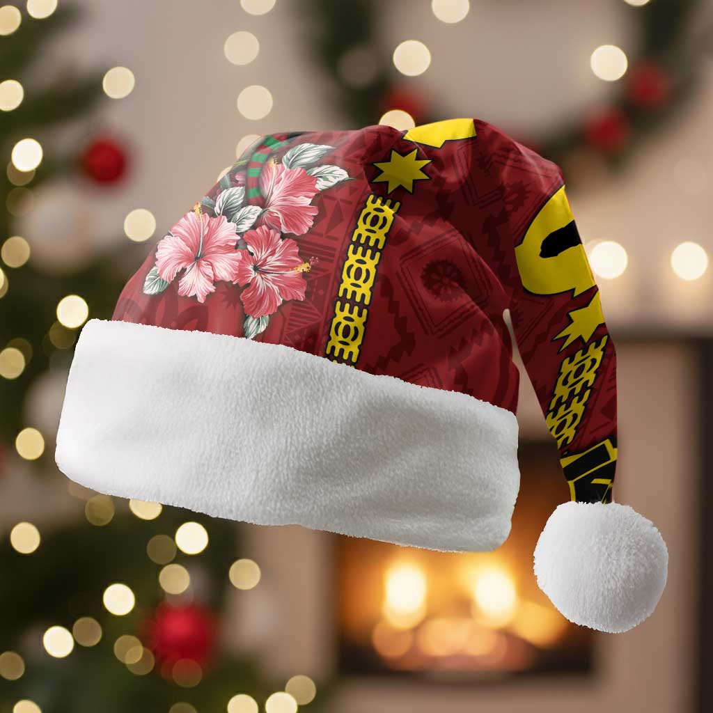 Rotuma Christmas Santa Hat Rotuma Myzomela Birds With Hibiscus Flowers - Polynesian Pride