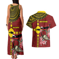 Rotuma Christmas Couples Matching Tank Maxi Dress and Hawaiian Shirt Rotuma Myzomela Birds With Hibiscus Flowers DT05 - Polynesian Pride