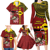 Rotuma Christmas Family Matching Long Sleeve Bodycon Dress and Hawaiian Shirt Rotuma Myzomela Birds With Hibiscus Flowers DT05 - Polynesian Pride