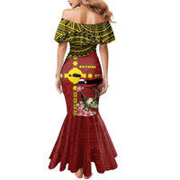 Rotuma Christmas Family Matching Mermaid Dress and Hawaiian Shirt Rotuma Myzomela Birds With Hibiscus Flowers DT05 - Polynesian Pride