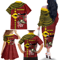 Rotuma Christmas Family Matching Off The Shoulder Long Sleeve Dress and Hawaiian Shirt Rotuma Myzomela Birds With Hibiscus Flowers DT05 - Polynesian Pride