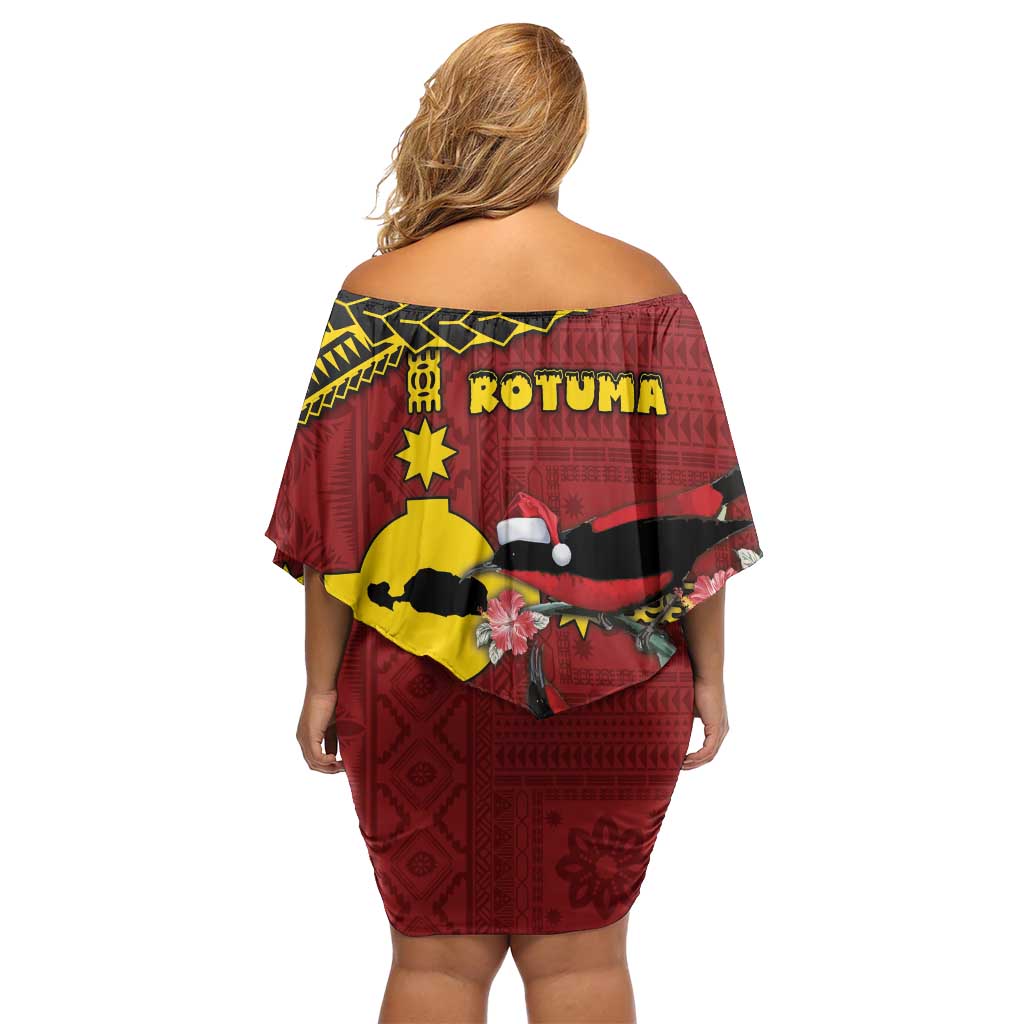 Rotuma Christmas Family Matching Off Shoulder Short Dress and Hawaiian Shirt Rotuma Myzomela Birds With Hibiscus Flowers DT05 - Polynesian Pride