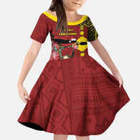 Rotuma Christmas Family Matching Puletasi and Hawaiian Shirt Rotuma Myzomela Birds With Hibiscus Flowers DT05 Daughter's Dress Red - Polynesian Pride