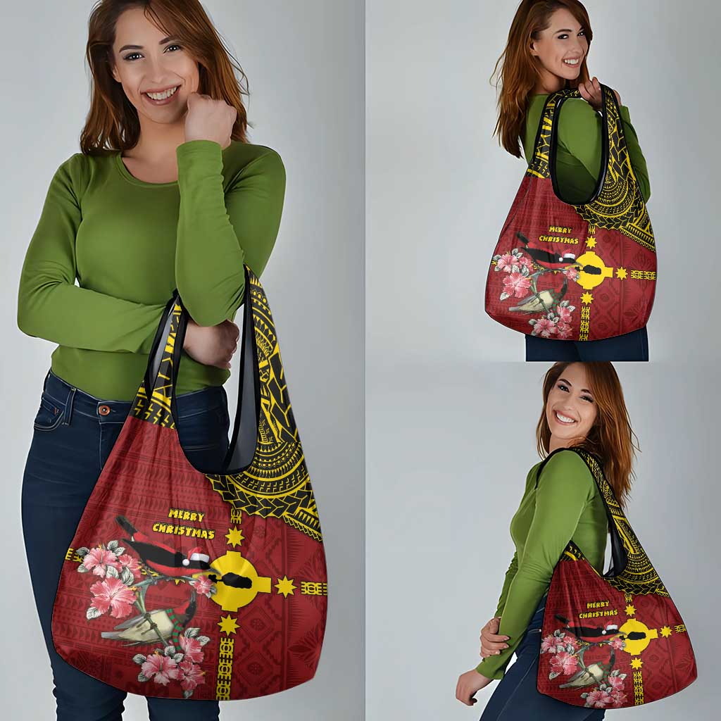 Rotuma Christmas Grocery Bag Rotuma Myzomela Birds With Hibiscus Flowers - Polynesian Pride