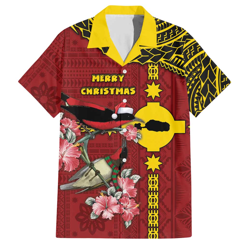 Rotuma Christmas Hawaiian Shirt Rotuma Myzomela Birds With Hibiscus Flowers - Polynesian Pride