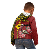 Rotuma Christmas Kid Hoodie Rotuma Myzomela Birds With Hibiscus Flowers - Polynesian Pride