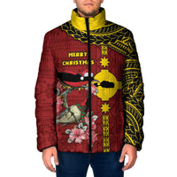 Rotuma Christmas Padded Jacket Rotuma Myzomela Birds With Hibiscus Flowers DT05 Men Red - Polynesian Pride