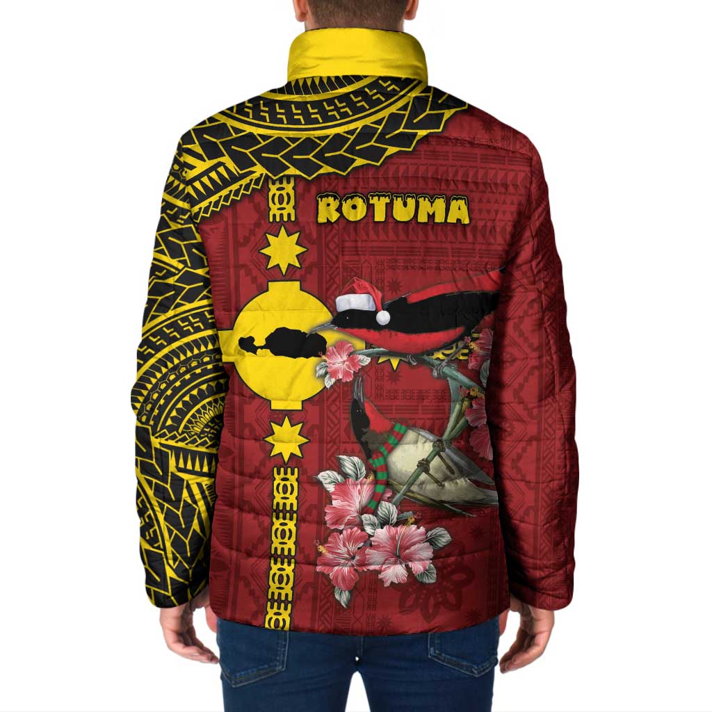 Rotuma Christmas Padded Jacket Rotuma Myzomela Birds With Hibiscus Flowers DT05 - Polynesian Pride
