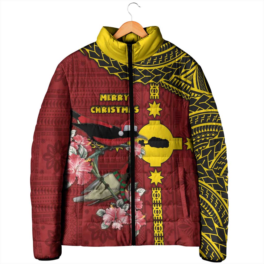 Rotuma Christmas Padded Jacket Rotuma Myzomela Birds With Hibiscus Flowers DT05 - Polynesian Pride