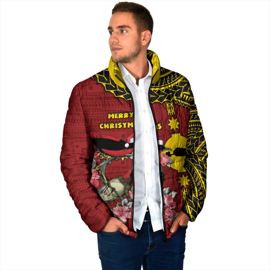 Rotuma Christmas Padded Jacket Rotuma Myzomela Birds With Hibiscus Flowers DT05 - Polynesian Pride