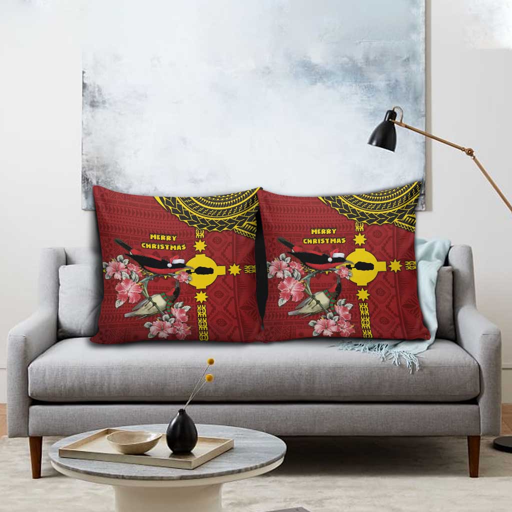 Rotuma Christmas Pillow Cover Rotuma Myzomela Birds With Hibiscus Flowers - Polynesian Pride