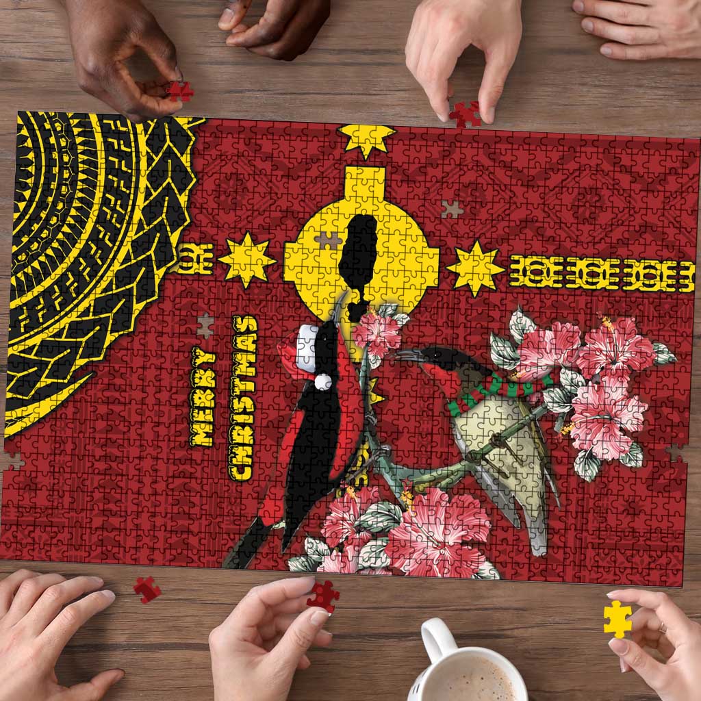 Rotuma Christmas Puzzle Rotuma Myzomela Birds With Hibiscus Flowers DT05 - Polynesian Pride