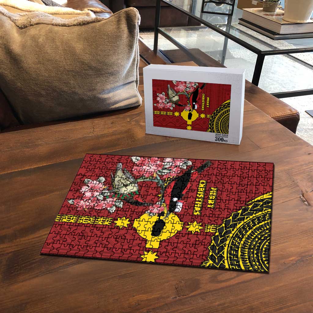 Rotuma Christmas Puzzle Rotuma Myzomela Birds With Hibiscus Flowers DT05 - Polynesian Pride