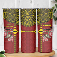 Rotuma Christmas Skinny Tumbler Rotuma Myzomela Birds With Hibiscus Flowers DT05 - Polynesian Pride