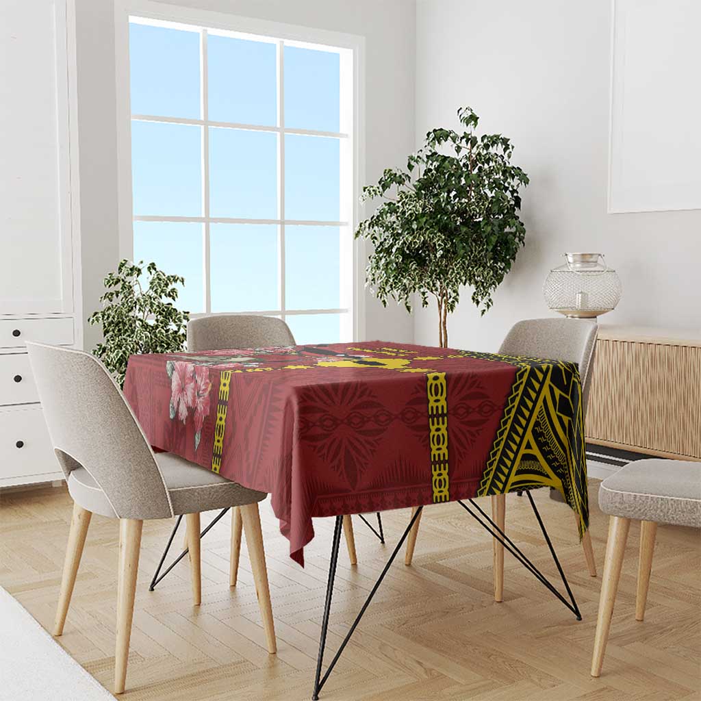 Rotuma Christmas Tablecloth Rotuma Myzomela Birds With Hibiscus Flowers - Polynesian Pride