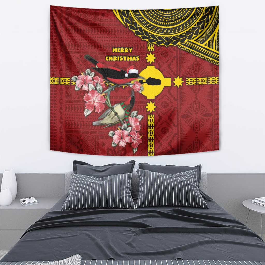 Rotuma Christmas Tapestry Rotuma Myzomela Birds With Hibiscus Flowers DT05 - Polynesian Pride