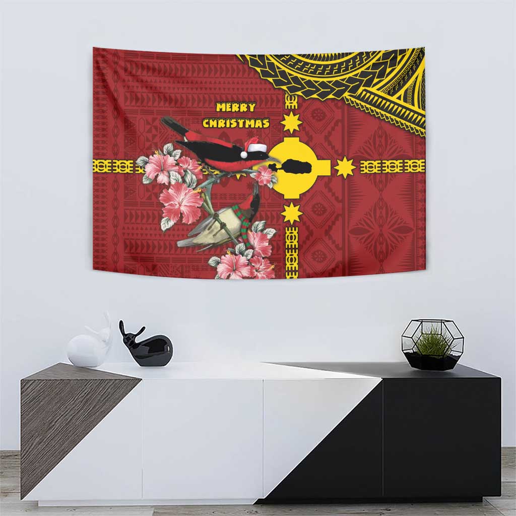 Rotuma Christmas Tapestry Rotuma Myzomela Birds With Hibiscus Flowers DT05 - Polynesian Pride