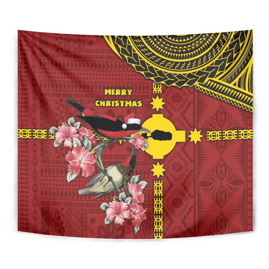 Rotuma Christmas Tapestry Rotuma Myzomela Birds With Hibiscus Flowers DT05 - Polynesian Pride