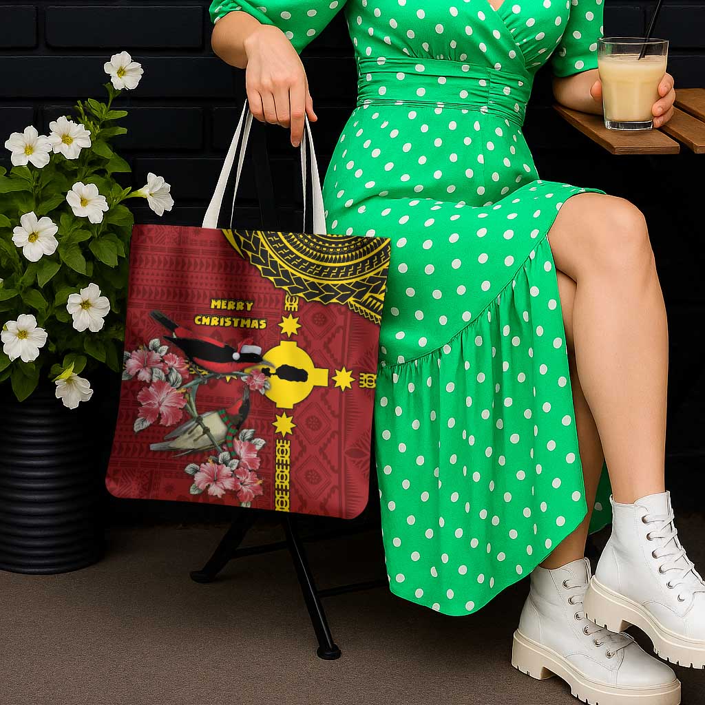 Rotuma Christmas Tote Bag Rotuma Myzomela Birds With Hibiscus Flowers - Polynesian Pride
