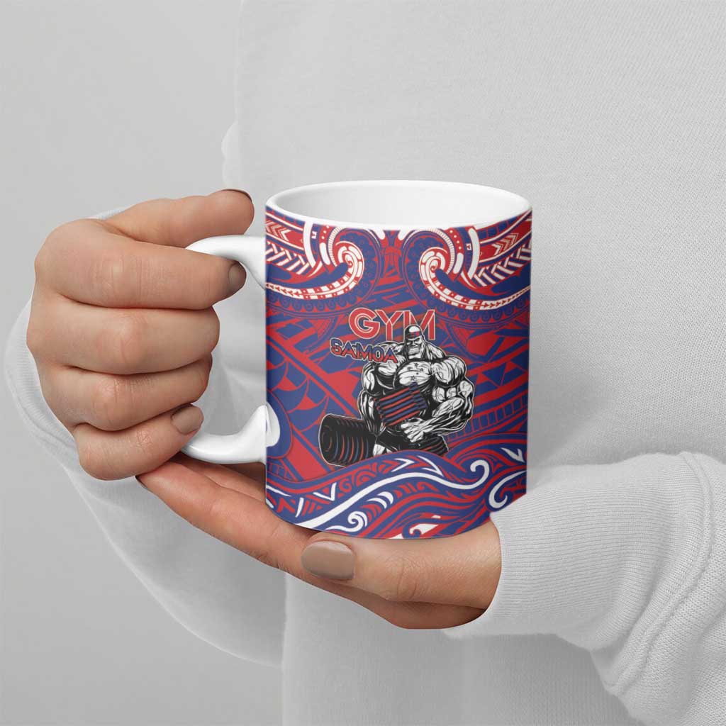 Personalised Samoa Gym Ceramic Mug Muscle Samoan Tribal Waves - Polynesian Pride