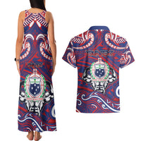 Personalised Samoa Gym Couples Matching Tank Maxi Dress and Hawaiian Shirt Muscle Samoan Tribal Waves - Polynesian Pride