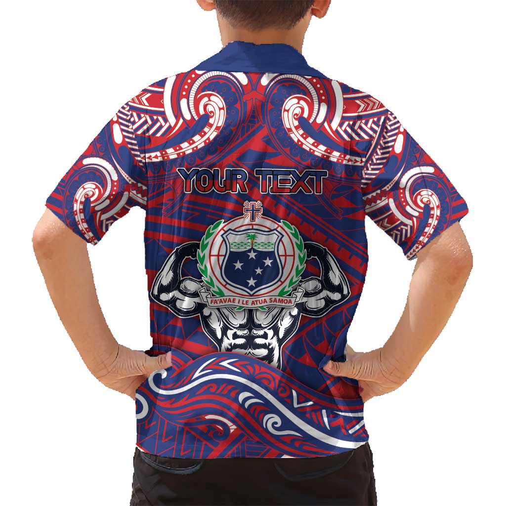 Personalised Samoa Gym Family Matching Long Sleeve Bodycon Dress and Hawaiian Shirt Muscle Samoan Tribal Waves DT05 - Polynesian Pride