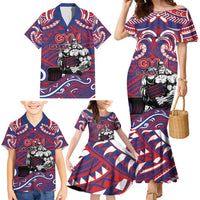 Personalised Samoa Gym Family Matching Mermaid Dress and Hawaiian Shirt Muscle Samoan Tribal Waves DT05 - Polynesian Pride