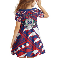 Personalised Samoa Gym Family Matching Off The Shoulder Long Sleeve Dress and Hawaiian Shirt Muscle Samoan Tribal Waves DT05 - Polynesian Pride