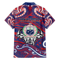 Personalised Samoa Gym Family Matching Off Shoulder Short Dress and Hawaiian Shirt Muscle Samoan Tribal Waves DT05 - Polynesian Pride